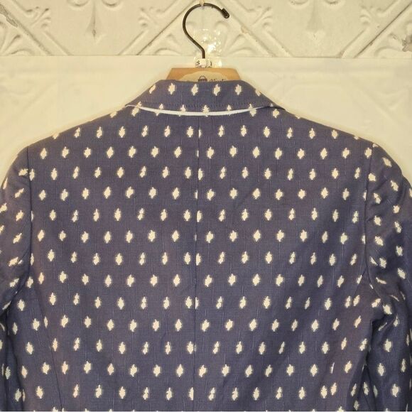 Anne Klein Clipped Jacquard Atlantic Blue Optic Career Style Blazer Size 2 - Picture 4 of 15